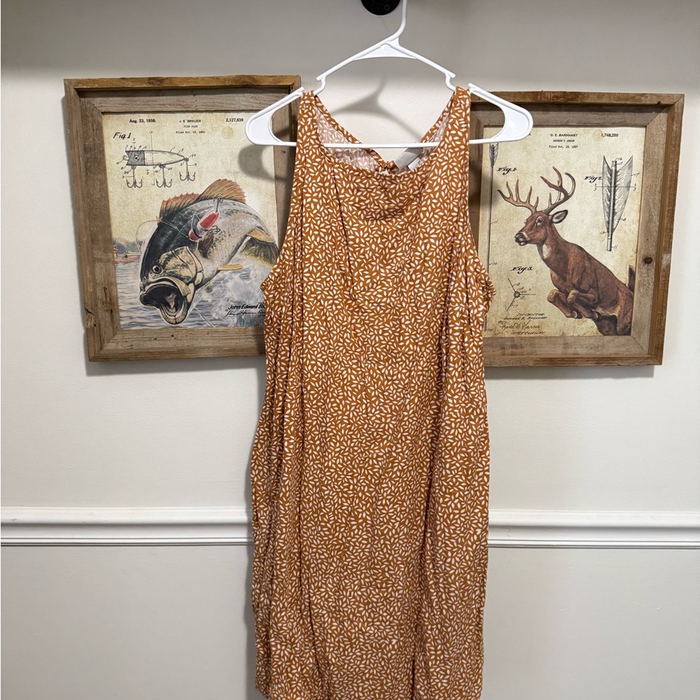 Ava & Viv Brown and White Patterned Dress with pockets